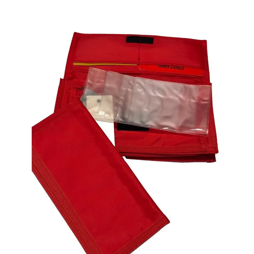 Vintage Deadstock NWT Sasson Bi-fold Wallet Red Nylon Trapper Wallet Retro